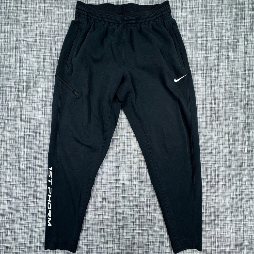 Nike Showtime Mens Large Black Joggers 1st Phorm Graphic Sweatpants Zip Pocket